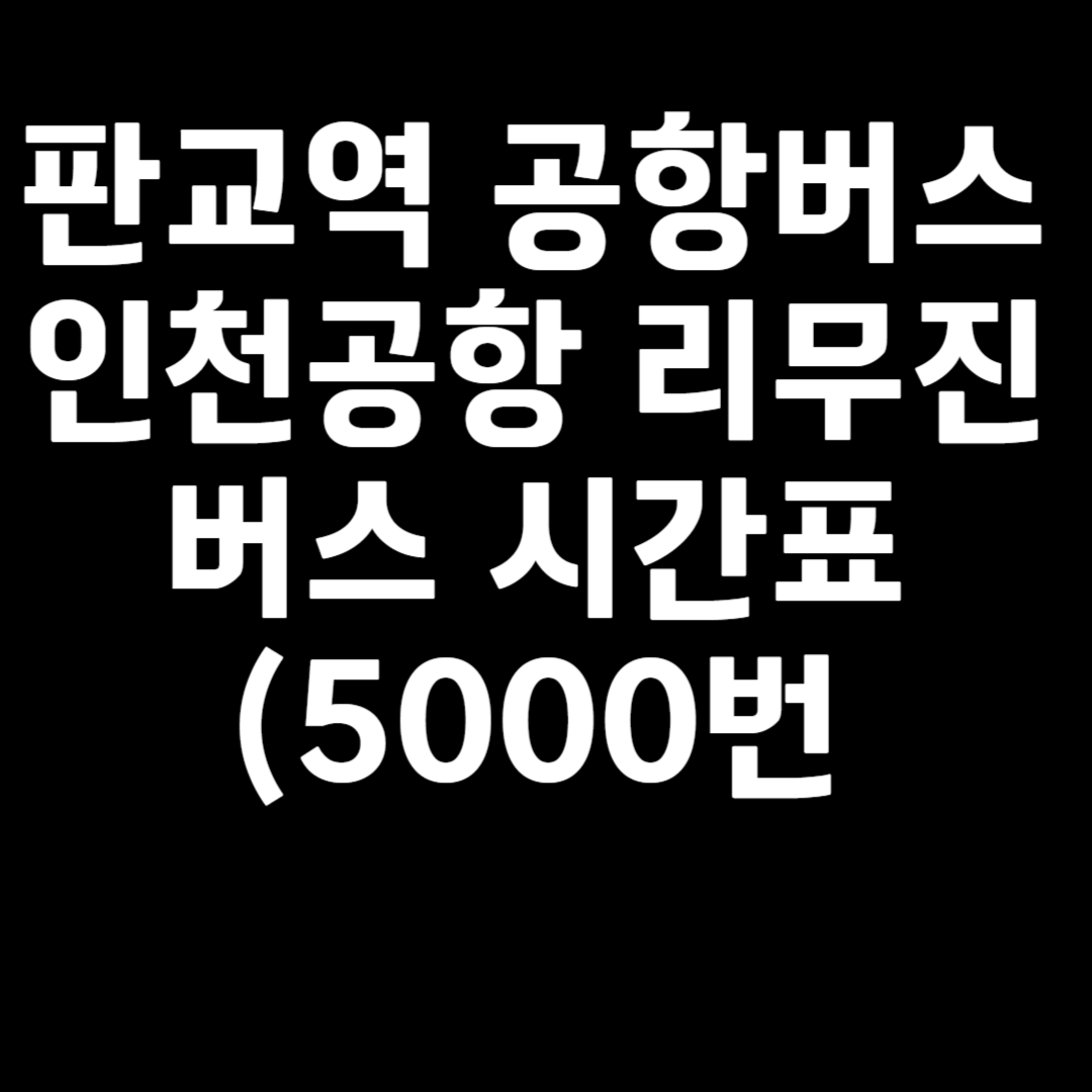판교역 공항버스 인천공항 리무진 버스 시간표 (5000번)