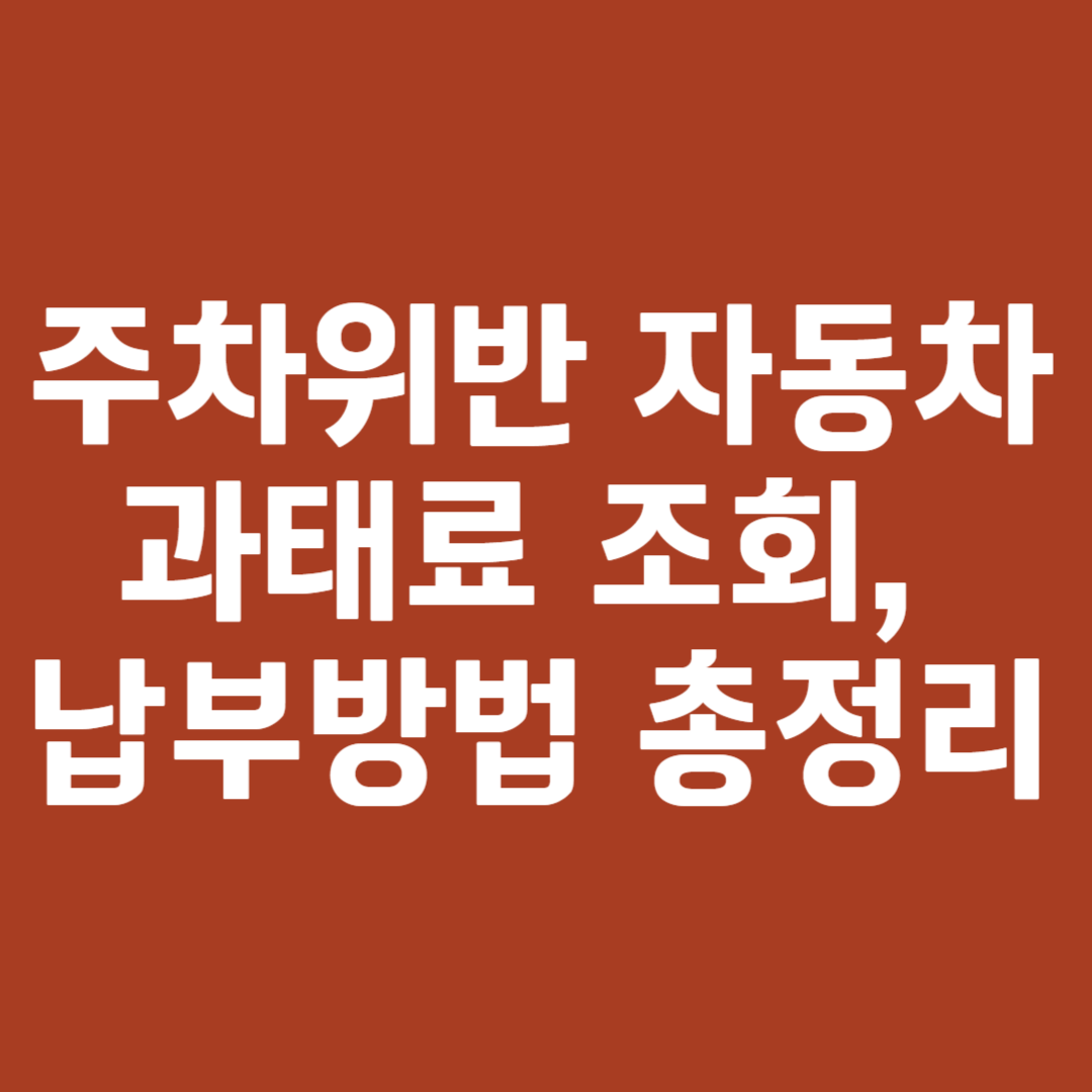 주차위반 자동차 과태료 조회, 납부방법 총정리