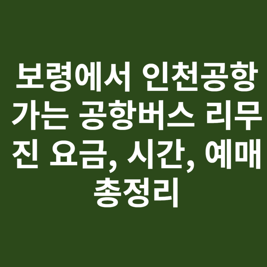 보령시 인천공항 가는 공항버스 리무진 요금, 시간, 예매 총정리