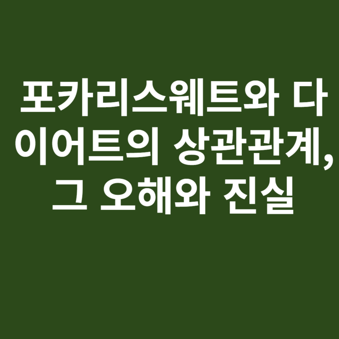 포카리스웨트와 다이어트의 상관관계, 그 오해와 진실 총정리