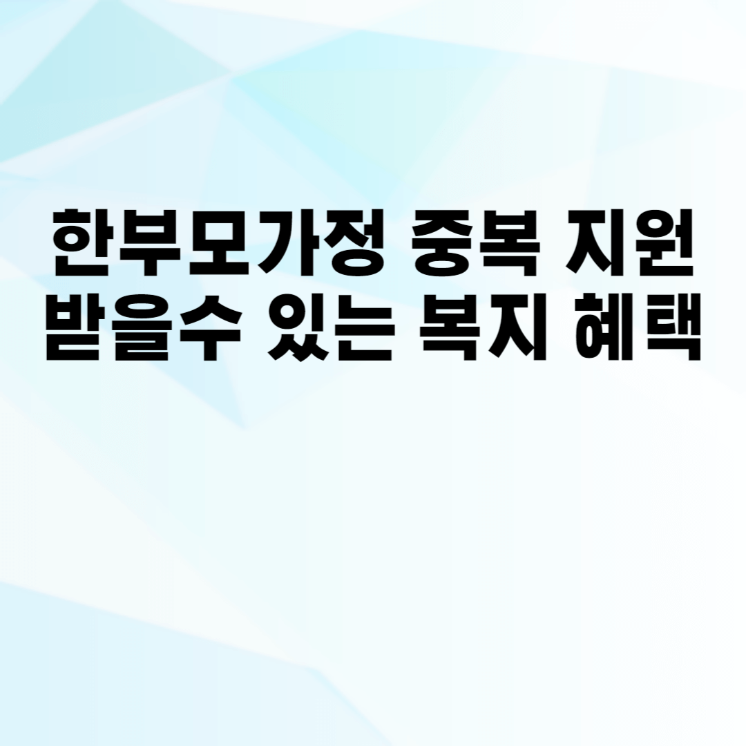 한부모가정 중복 지원 받을수 있는 복지 혜택