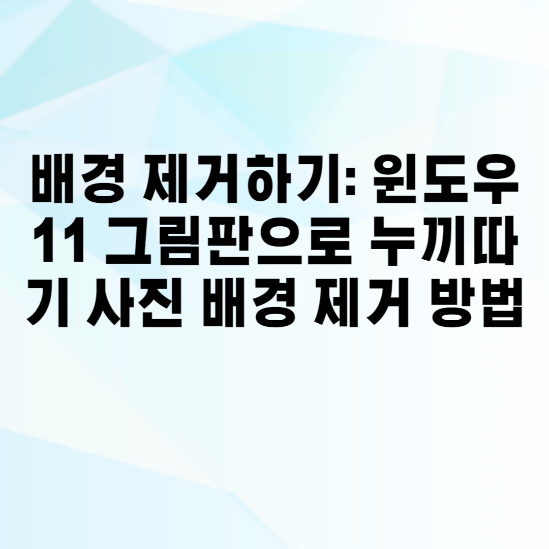 배경 제거하기: 윈도우11 그림판으로 누끼따기 사진 배경 제거 방법