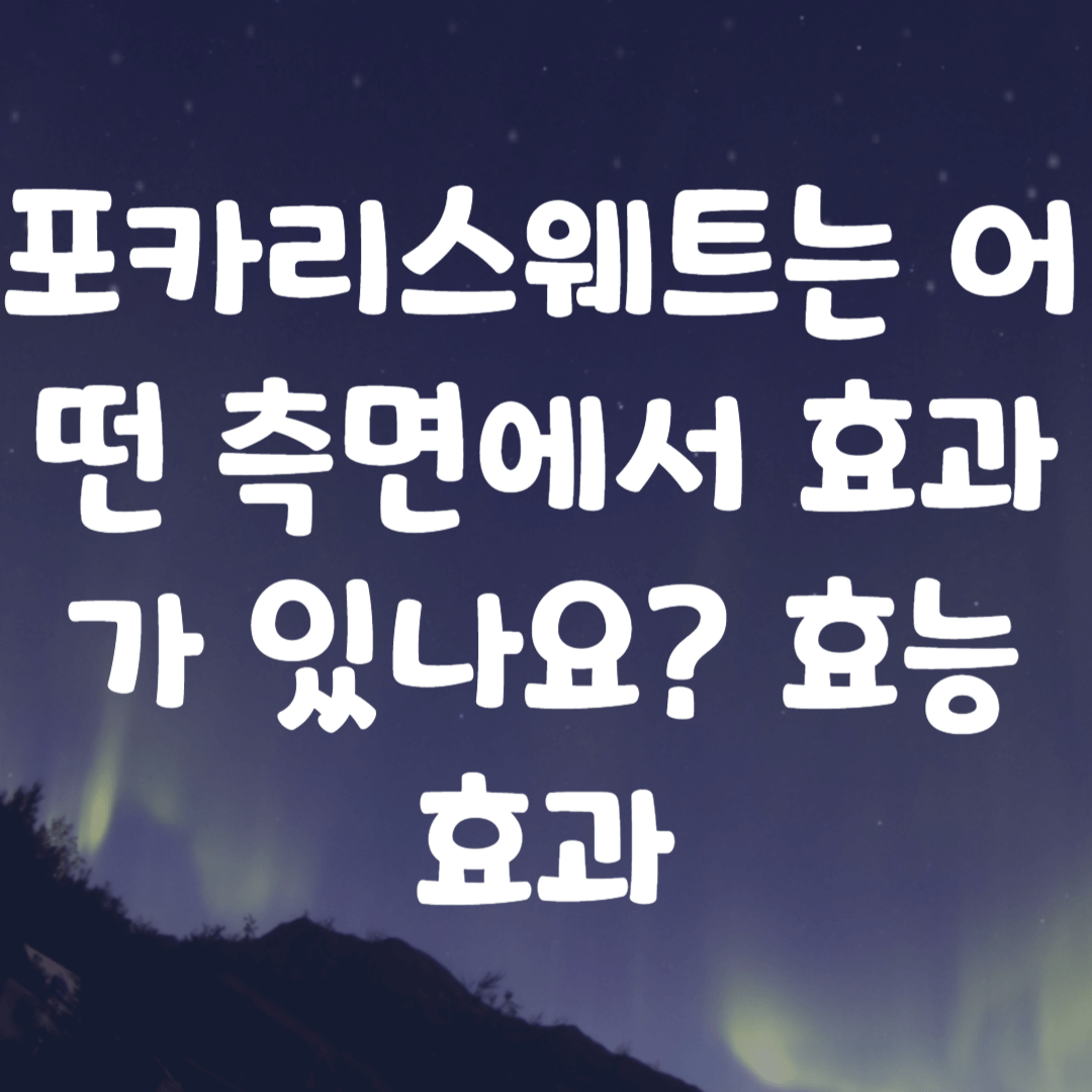 포카리스웨트는 어떤 측면에서 효과가 있나요? 효능 효과