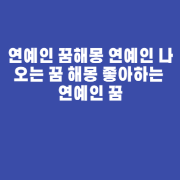 연예인 꿈해몽 연예인 나오는 꿈 해몽 좋아하는 연예인 꿈