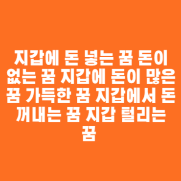 지갑에 돈 넣는 꿈 돈이 없는 꿈 지갑에 돈이 많은 꿈 가득한 꿈 지갑에서 돈 꺼내는 꿈 지갑 털리는 꿈