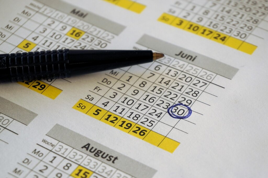 calendar with highlighted due date mark