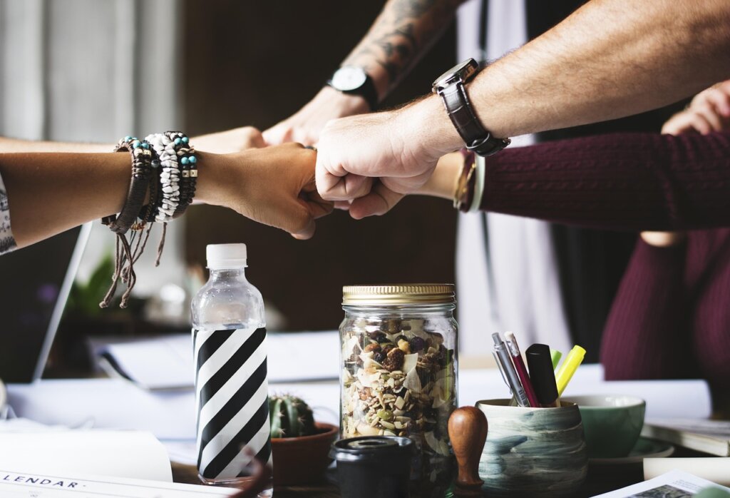 small business owner at computer researching government support programs