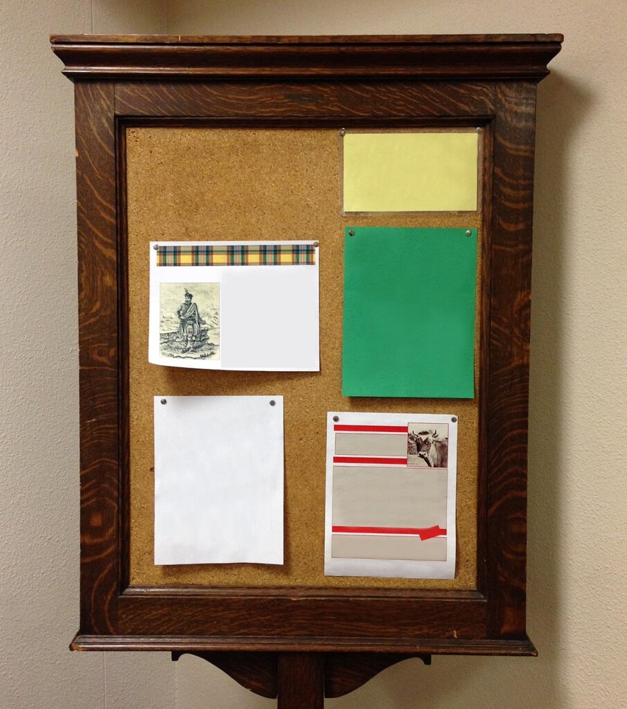 local government office bulletin board with baby support flyers