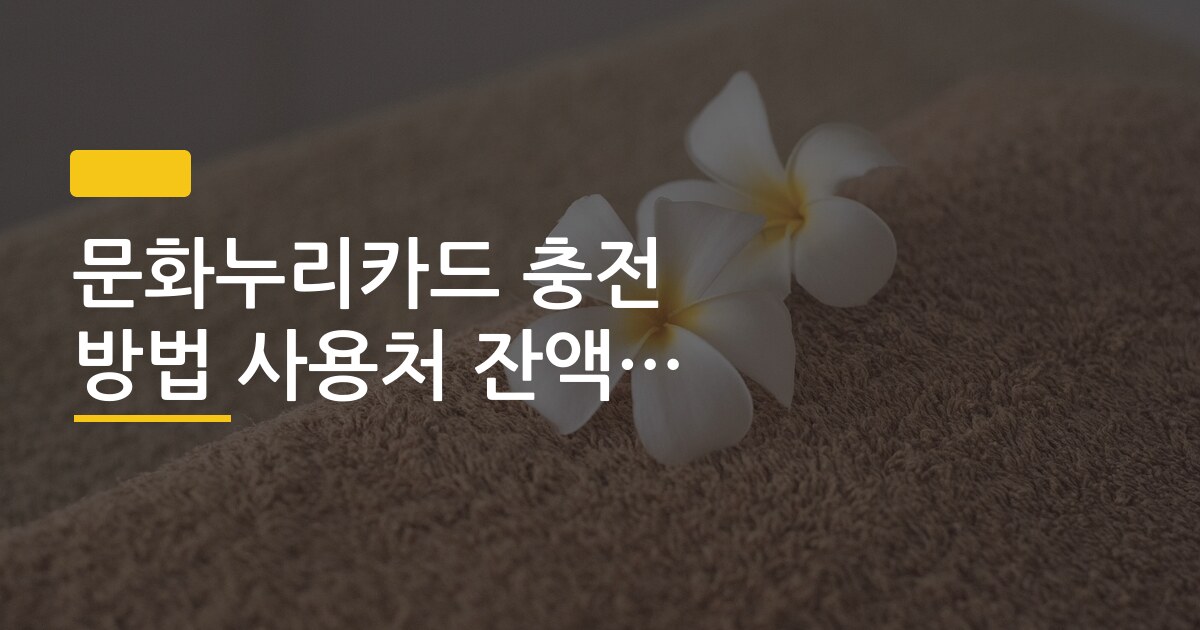 문화누리카드 충전 방법 사용처 잔액 조회 한 번에