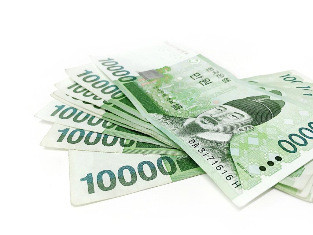 Korean car tax payment system concept with calendar and coins