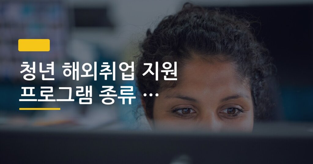 청년 해외취업 지원 프로그램 종류 지원금 비교