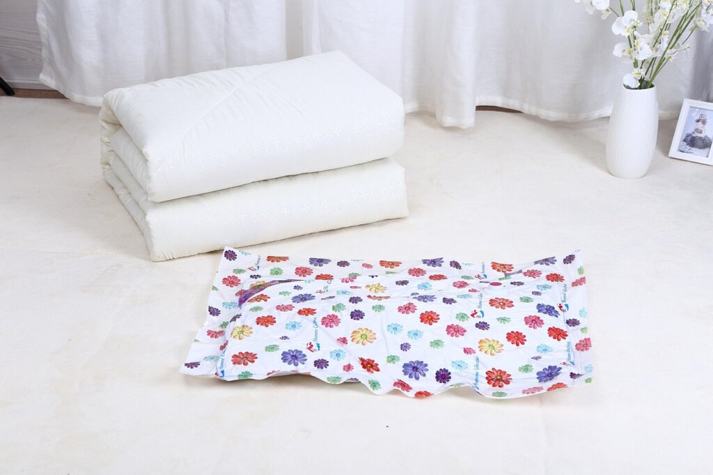 compression bag vacuum sealed with winter clothes