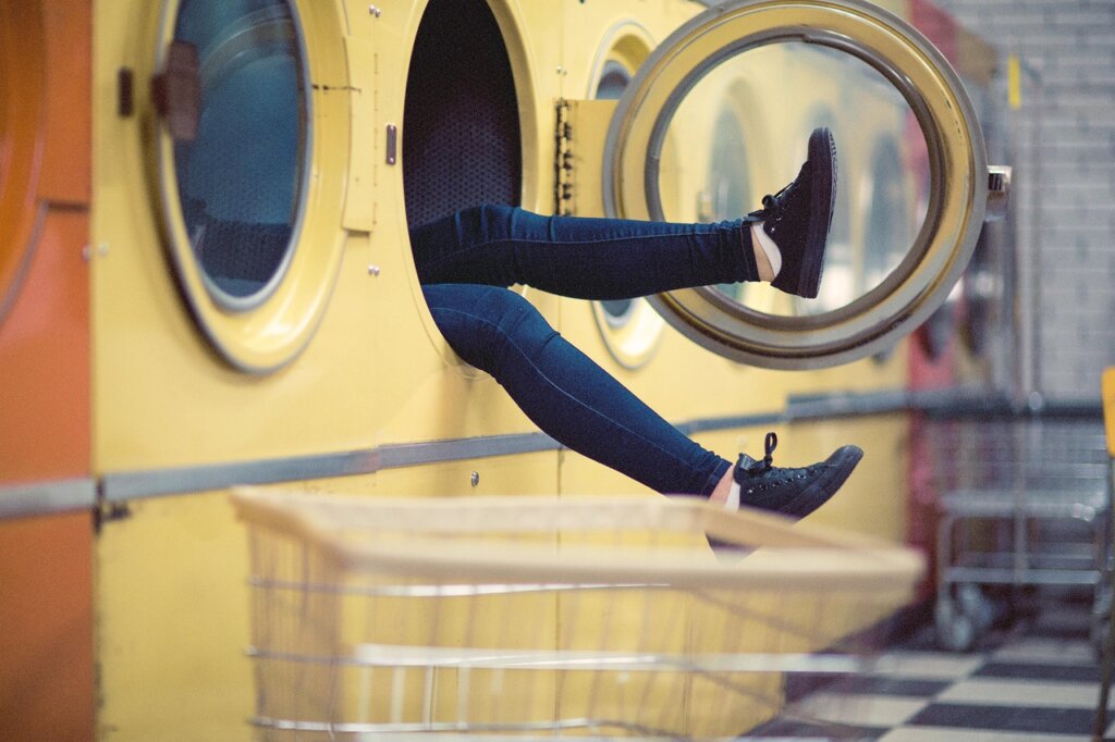 rubber door seal of washing machine with mold and dirt
