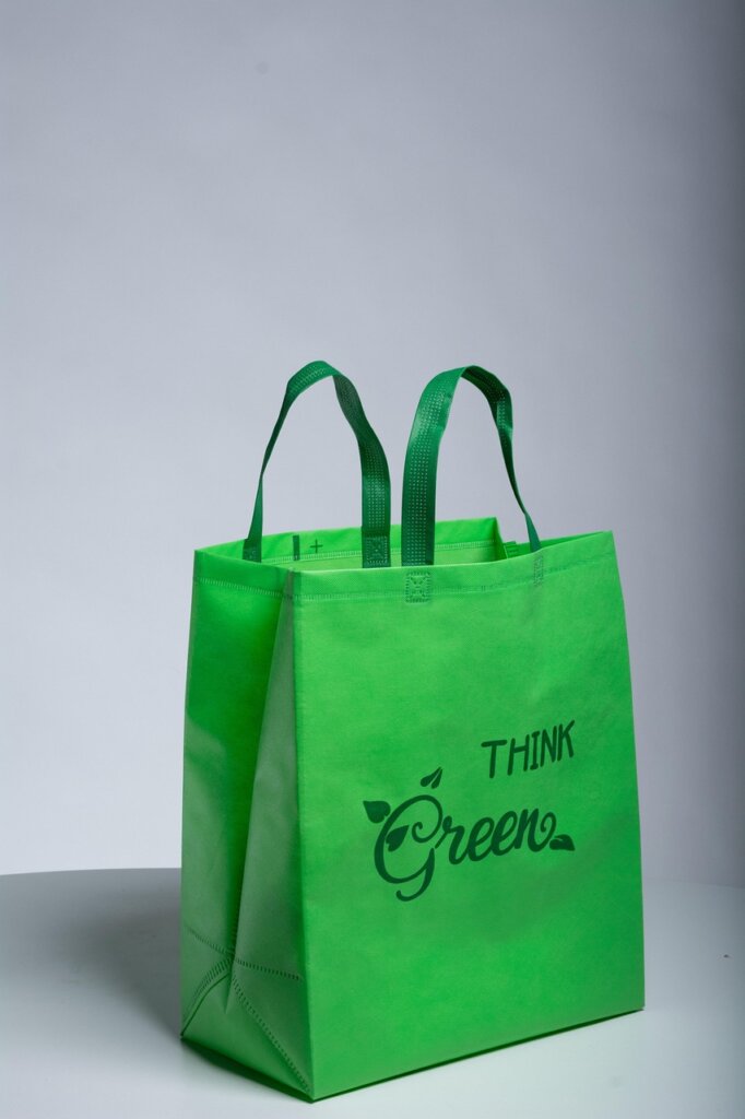 clean dry reusable bags stored vertically in a kitchen drawer