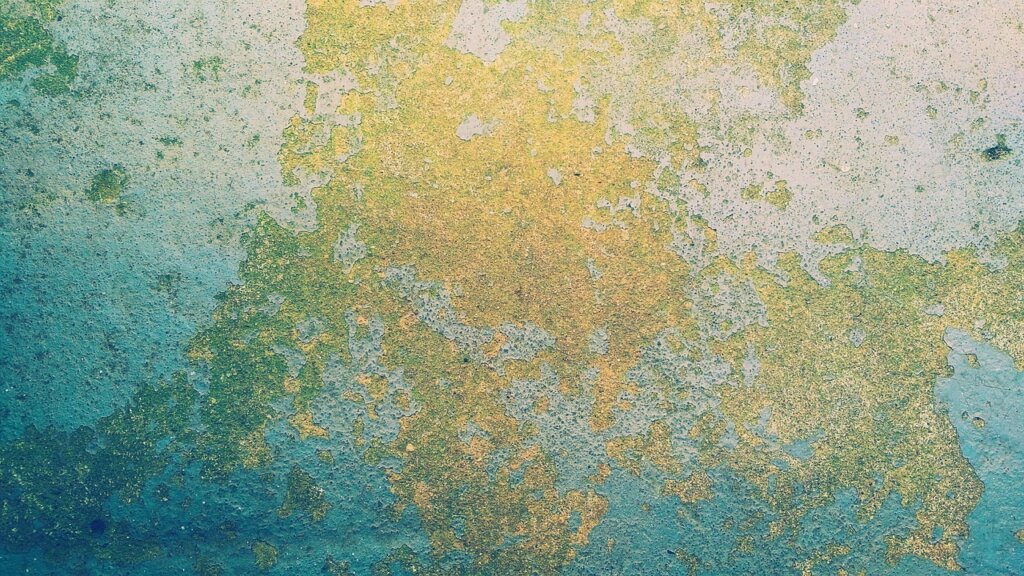 old peeling waterproof coating on balcony floor